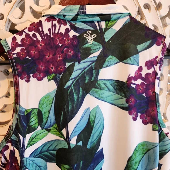 RED BELLY ACTIVE FLORAL ATHLETIC SLEEVELESS TOP WOMENS SIZE LARGE - Picture 4 of 13